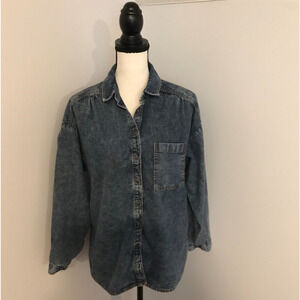 Anthropologie Pilcro Stone Washed Denim Button Front Shirt